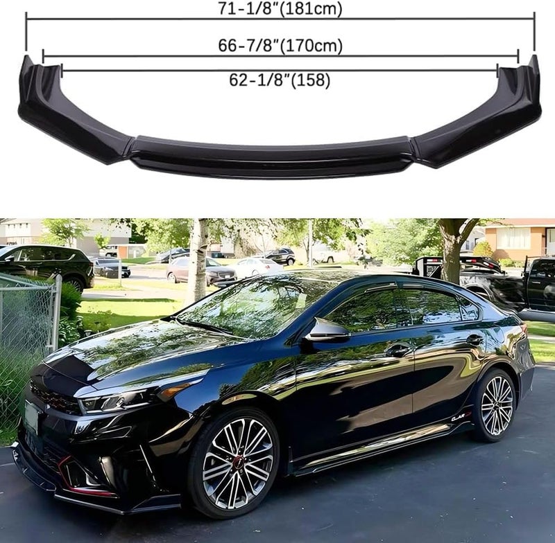 DREAMIZER Car Universal Front Bumper Lip 4pcs Body Kit Chin Spoiler Splitter Diffuser Protector Compatiable for Toyota Honda Nissan Hyundai and More (Glossy Black) - Image 3